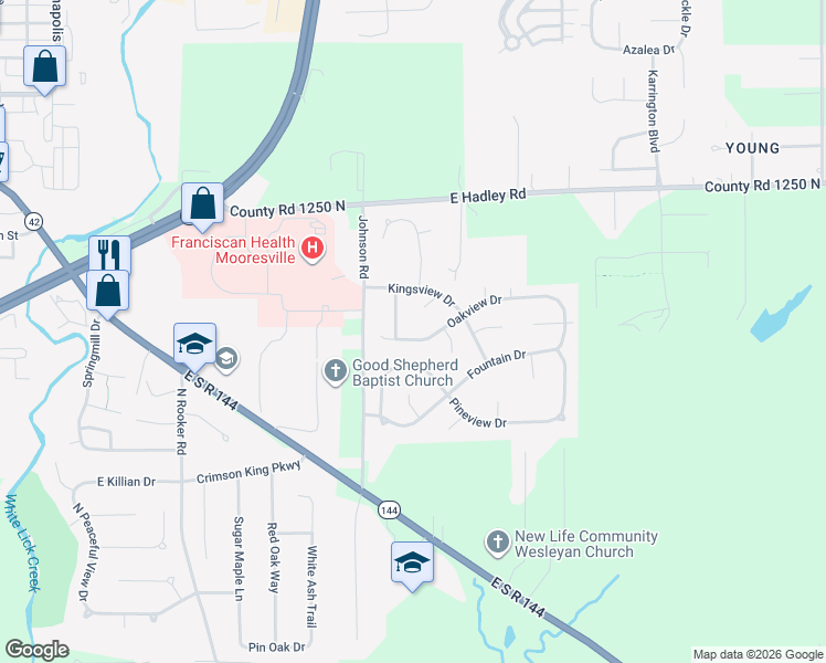 map of restaurants, bars, coffee shops, grocery stores, and more near 207 Stoneview Lane in Mooresville