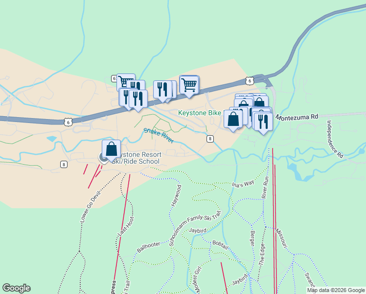map of restaurants, bars, coffee shops, grocery stores, and more near 1463 East Keystone Road in Keystone