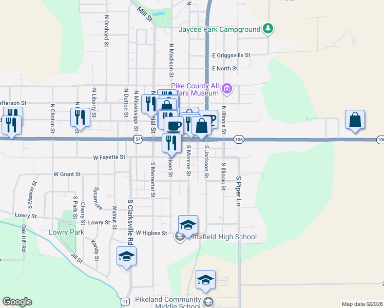 map of restaurants, bars, coffee shops, grocery stores, and more near 101 Fayette Court in Pittsfield