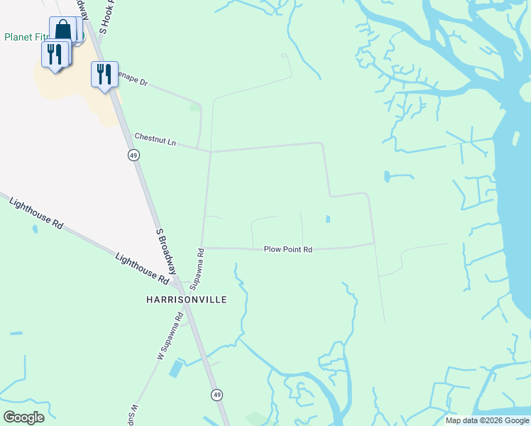 map of restaurants, bars, coffee shops, grocery stores, and more near 16 Meghans Way in Salem County