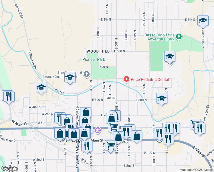 map of restaurants, bars, coffee shops, grocery stores, and more near 246 Park Avenue in Price