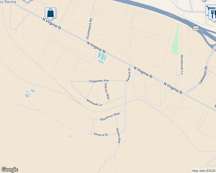 map of restaurants, bars, coffee shops, grocery stores, and more near 2225 Dakota Way in Reno