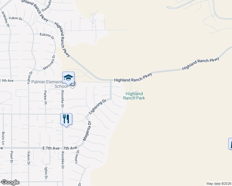 map of restaurants, bars, coffee shops, grocery stores, and more near 5966 Gardenia Court in Sun Valley