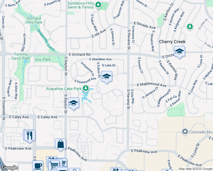 map of restaurants, bars, coffee shops, grocery stores, and more near 6100 South Fulton Street in Englewood