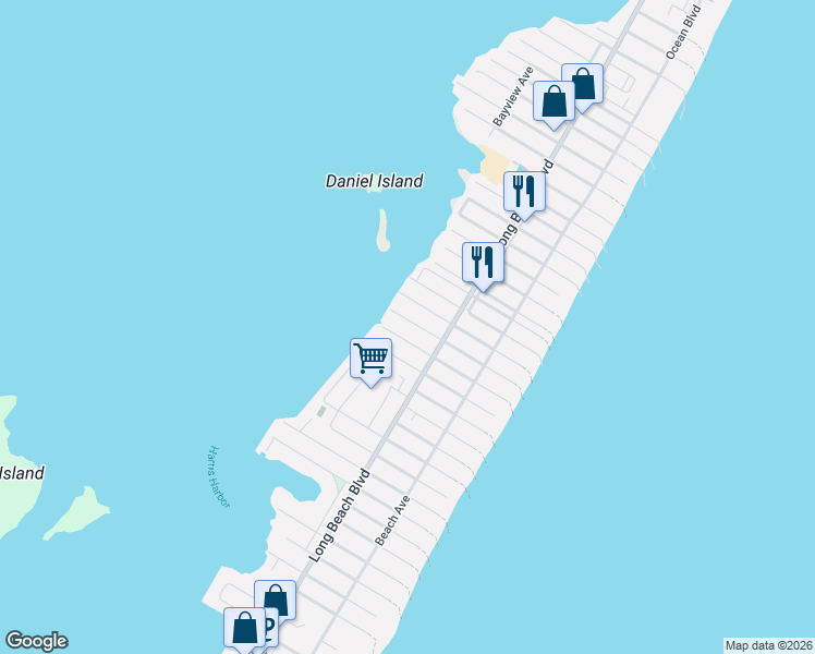 map of restaurants, bars, coffee shops, grocery stores, and more near 26 West Oceanview Drive in Long Beach