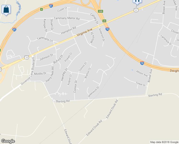 map of restaurants, bars, coffee shops, grocery stores, and more near 10709 Bratton Court in Williamsport