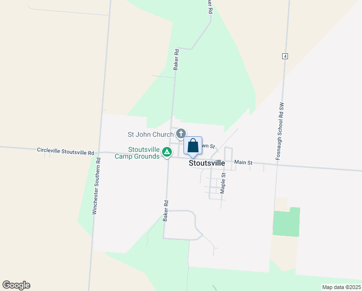 map of restaurants, bars, coffee shops, grocery stores, and more near 11451 Brown Street in Stoutsville