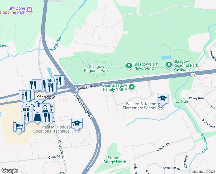 map of restaurants, bars, coffee shops, grocery stores, and more near 2 North Bellwoode Drive in Newark