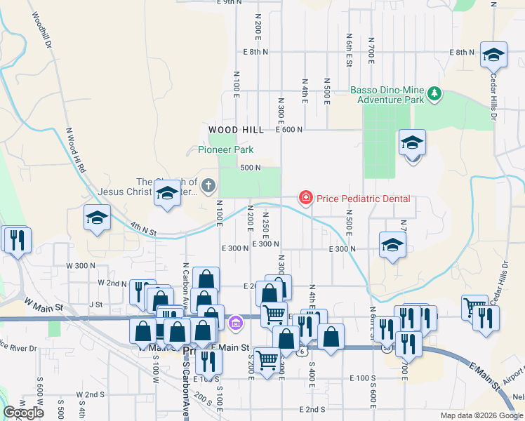 map of restaurants, bars, coffee shops, grocery stores, and more near 246 Park Avenue in Price