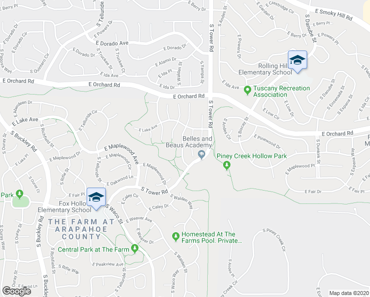 map of restaurants, bars, coffee shops, grocery stores, and more near 6102 South Yampa Street in Aurora