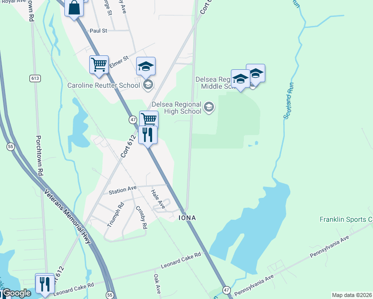 map of restaurants, bars, coffee shops, grocery stores, and more near 156 Fries Mill Road in Franklin