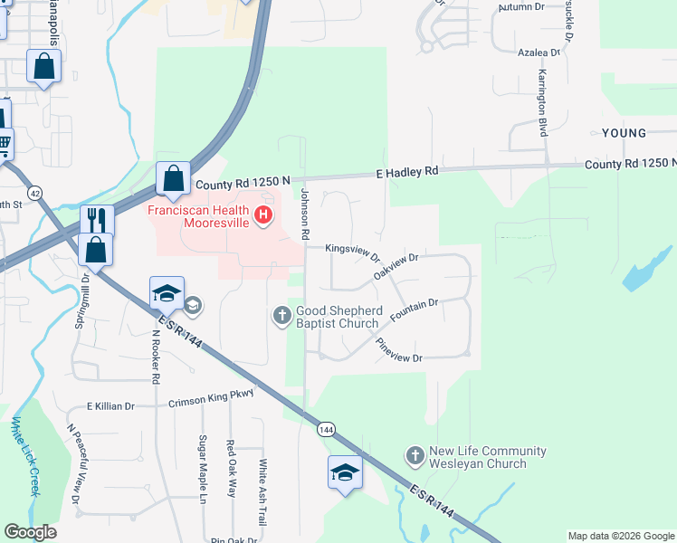 map of restaurants, bars, coffee shops, grocery stores, and more near 207 Stoneview Lane in Mooresville
