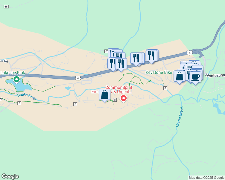 map of restaurants, bars, coffee shops, grocery stores, and more near 1253 West Keystone Road in Dillon