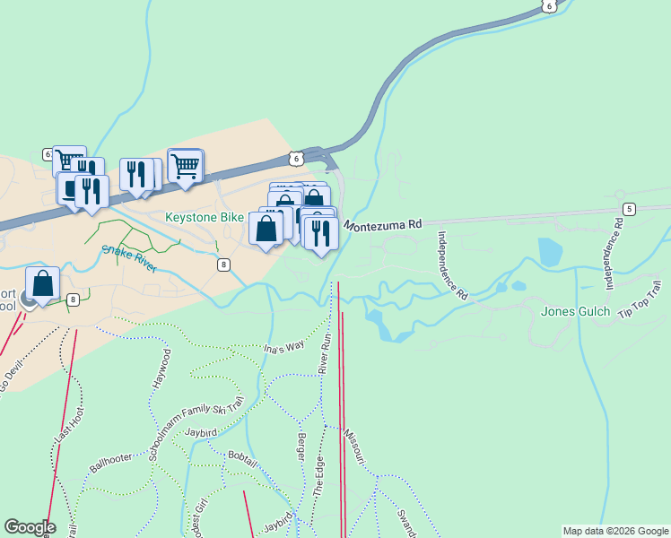 map of restaurants, bars, coffee shops, grocery stores, and more near 208 Hunkidori Court in Dillon
