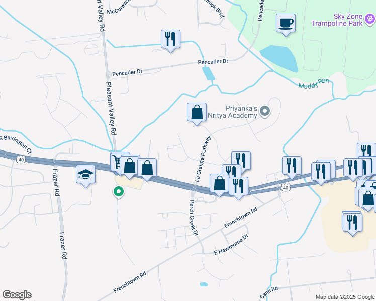 map of restaurants, bars, coffee shops, grocery stores, and more near 218 West General Grey Court in Newark