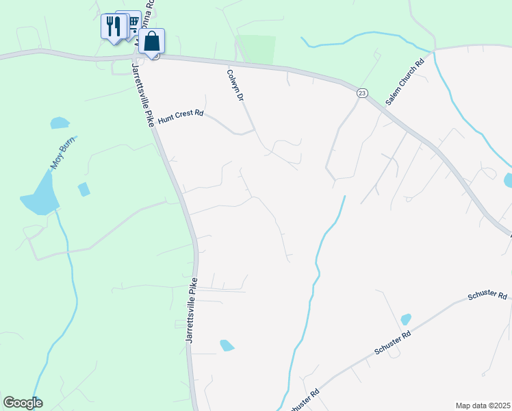 map of restaurants, bars, coffee shops, grocery stores, and more near 2306 Cool Woods Court in Jarrettsville