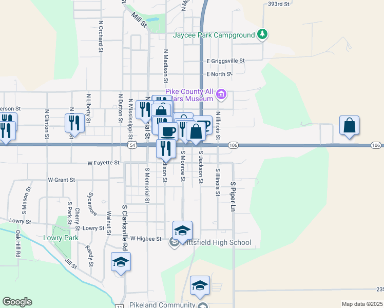 map of restaurants, bars, coffee shops, grocery stores, and more near 101 Fayette Court in Pittsfield