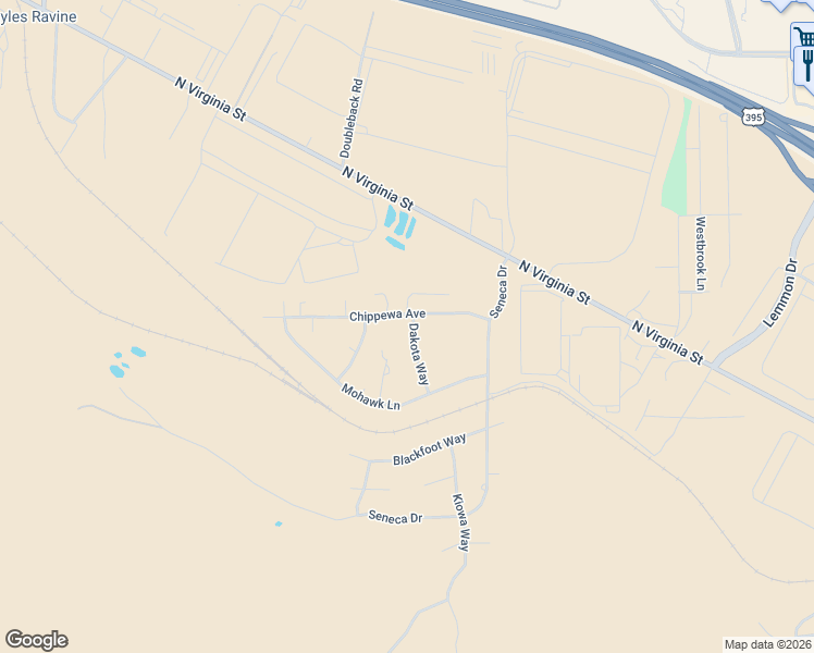 map of restaurants, bars, coffee shops, grocery stores, and more near 2225 Dakota Way in Reno