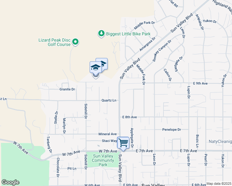 map of restaurants, bars, coffee shops, grocery stores, and more near 5855 Sun Valley Boulevard in Sun Valley