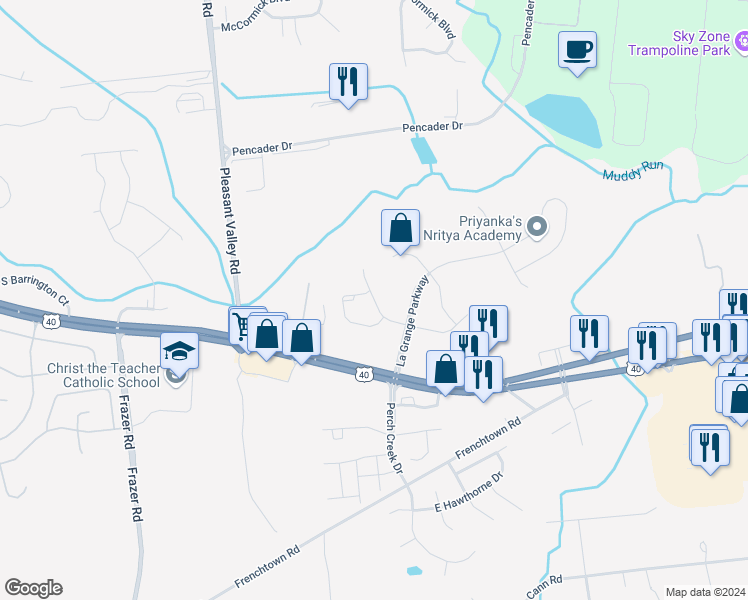 map of restaurants, bars, coffee shops, grocery stores, and more near 218 West General Grey Court in Newark