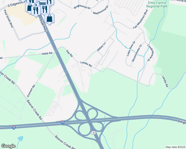 map of restaurants, bars, coffee shops, grocery stores, and more near 2014 Windsong Drive in Hagerstown
