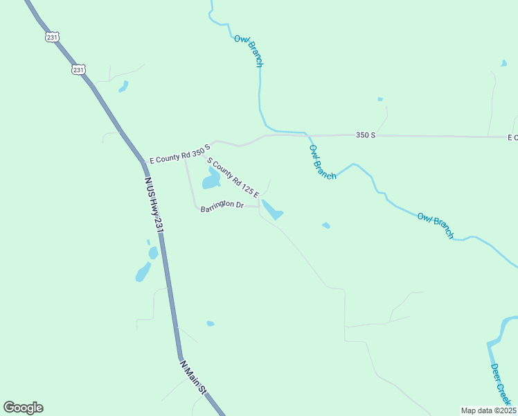 map of restaurants, bars, coffee shops, grocery stores, and more near 3852 South County Road 125 East in Greencastle