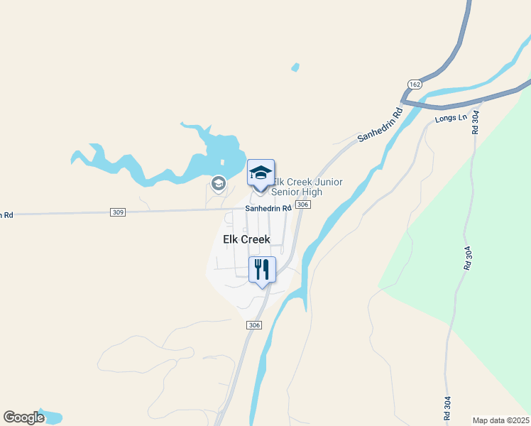 map of restaurants, bars, coffee shops, grocery stores, and more near 125 Bidwell Street in Elk Creek