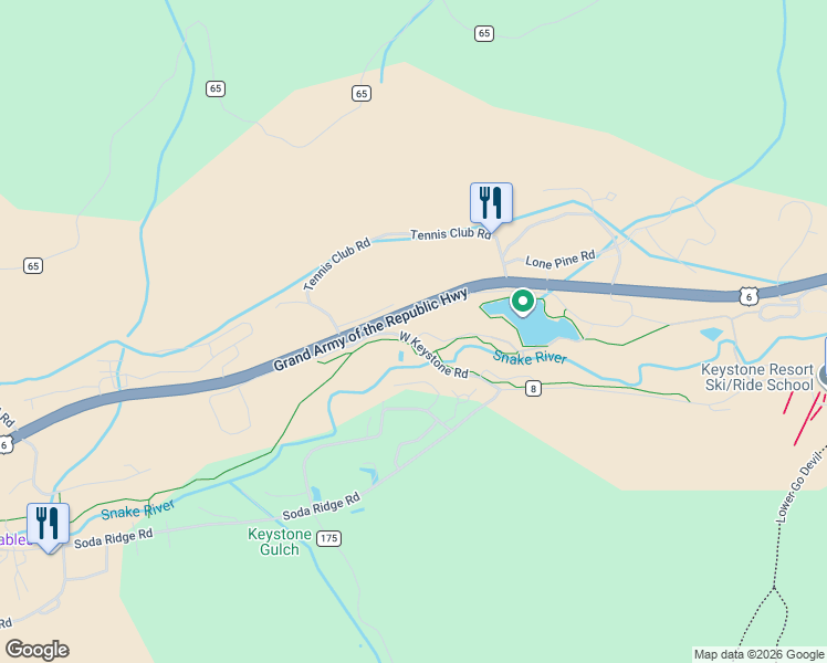 map of restaurants, bars, coffee shops, grocery stores, and more near 413 Wild Irishman Road in Dillon