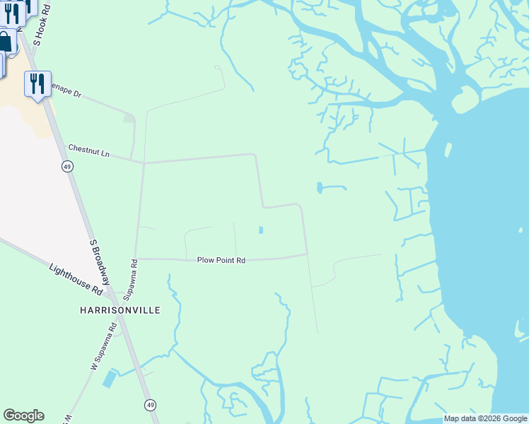 map of restaurants, bars, coffee shops, grocery stores, and more near 15 Old Toll Bridge Road in Pennsville