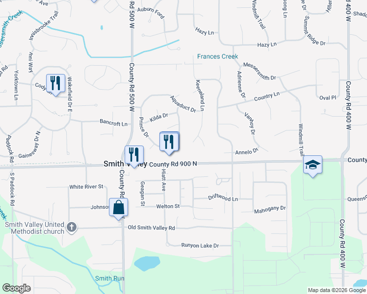 map of restaurants, bars, coffee shops, grocery stores, and more near 4701 Cork Court in Greenwood