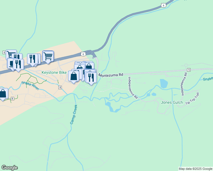 map of restaurants, bars, coffee shops, grocery stores, and more near 99 Hunkidori Court in Dillon
