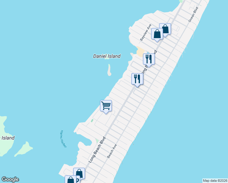 map of restaurants, bars, coffee shops, grocery stores, and more near 41 West Oceanview Drive in Long Beach
