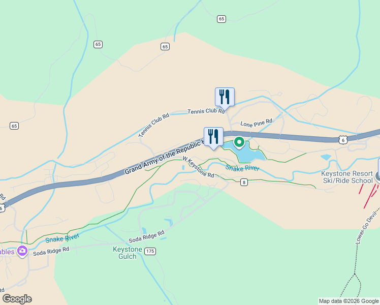 map of restaurants, bars, coffee shops, grocery stores, and more near 413 Wild Irishman Road in Dillon