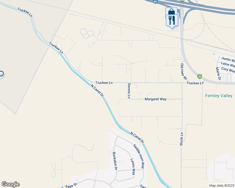 map of restaurants, bars, coffee shops, grocery stores, and more near 1170 Margaret Way in Fernley