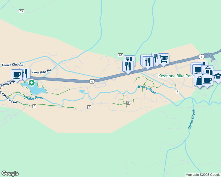 map of restaurants, bars, coffee shops, grocery stores, and more near 1202 West Keystone Road in Keystone