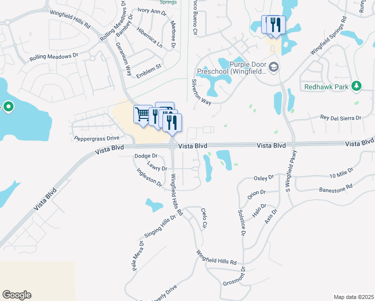 map of restaurants, bars, coffee shops, grocery stores, and more near 6282 Black Cinder Court in Sparks