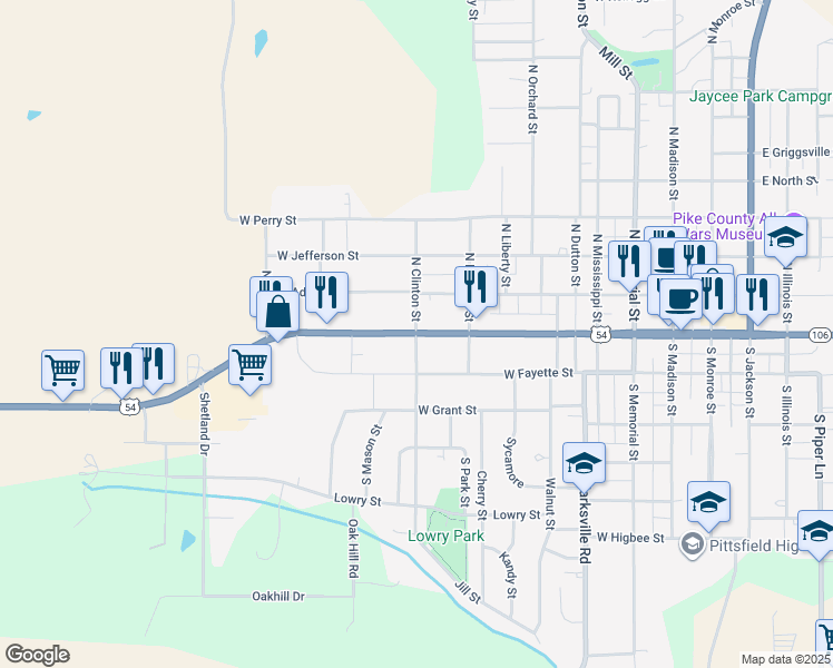 map of restaurants, bars, coffee shops, grocery stores, and more near 117 South Clinton Street in Pittsfield