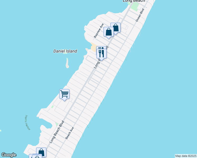 map of restaurants, bars, coffee shops, grocery stores, and more near 3 East 86th Street in Harvey Cedars