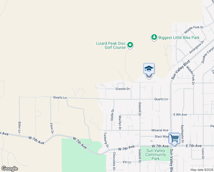 map of restaurants, bars, coffee shops, grocery stores, and more near 325 Gerdes Avenue in Sun Valley