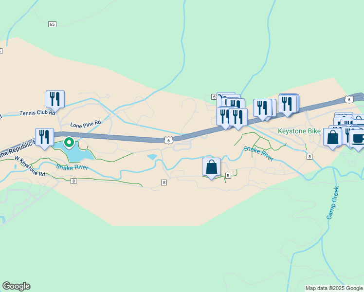 map of restaurants, bars, coffee shops, grocery stores, and more near 22714 U.S. 6 in Keystone