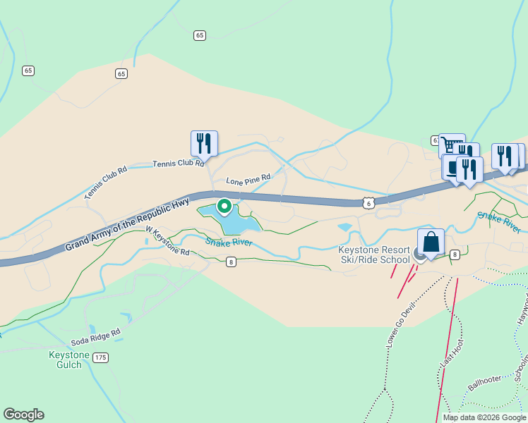 map of restaurants, bars, coffee shops, grocery stores, and more near 22300 U.S. 6 in Keystone