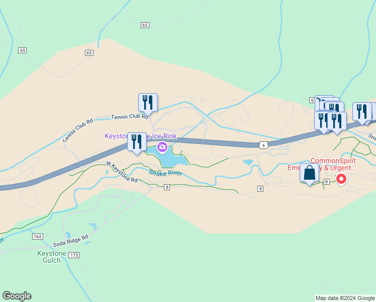 map of restaurants, bars, coffee shops, grocery stores, and more near 22300 U.S. 6 in Keystone
