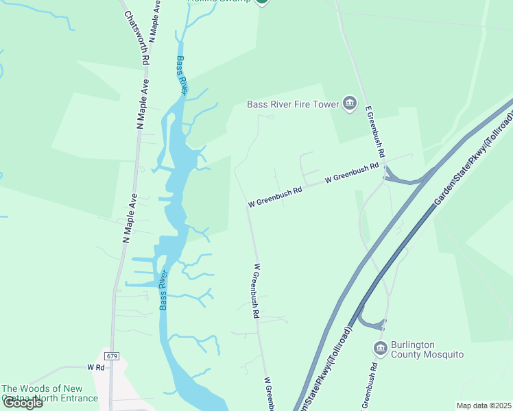 map of restaurants, bars, coffee shops, grocery stores, and more near 74 West Greenbush Road in Tuckerton