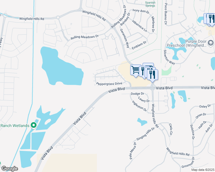 map of restaurants, bars, coffee shops, grocery stores, and more near 6709 Peppergrass Drive in Sparks