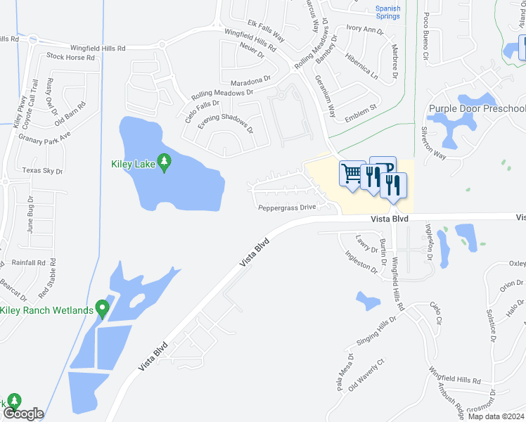 map of restaurants, bars, coffee shops, grocery stores, and more near 6657 Peppergrass Drive in Sparks