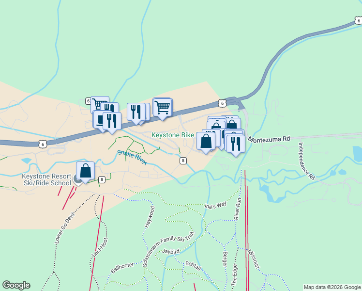 map of restaurants, bars, coffee shops, grocery stores, and more near 40 Erickson Loop in Dillon