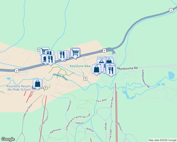 map of restaurants, bars, coffee shops, grocery stores, and more near 40 Erickson Loop in Dillon