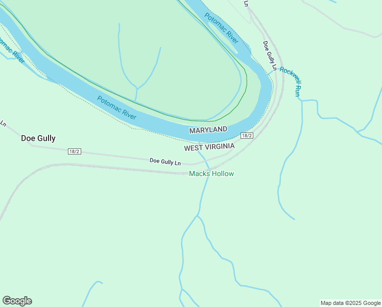 map of restaurants, bars, coffee shops, grocery stores, and more near Doe Gully Lane in Great Cacapon