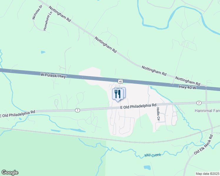 map of restaurants, bars, coffee shops, grocery stores, and more near 728 West Pulaski Highway in Elkton