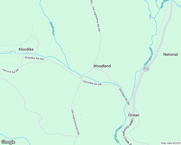 map of restaurants, bars, coffee shops, grocery stores, and more near 19804 Woodland Road Southwest in Frostburg